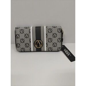 Vera New York Wallet Womens‎ Black Gray Signature Zip Around Stripe VNWS22962